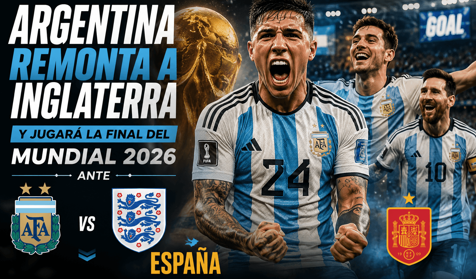 Argentina remonta a Inglaterra y jugará la final del Mundial 2026 ante España
