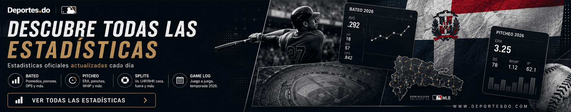 Descubre todas las estadísticas de los dominicanos en la MLB, actualizadas cada día