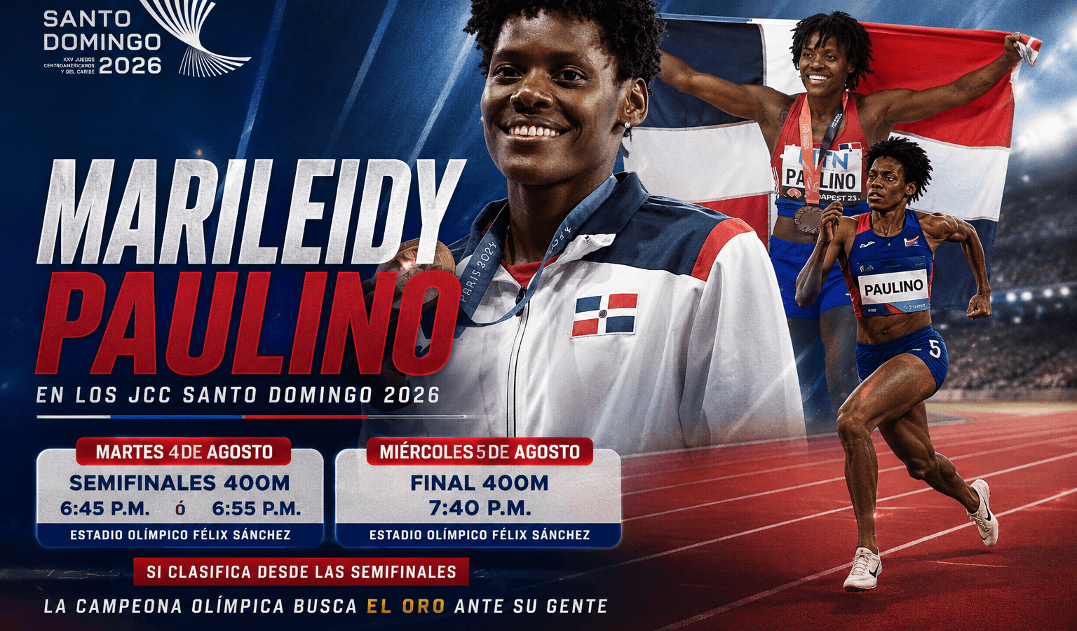 ¿Cuándo Corre Marileidy Paulino en los JCC Santo Domingo 2026?