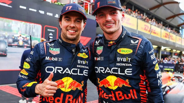 Checo Pérez Big Three de la Fórmula 1 con Schumacher, Senna y Verstappen