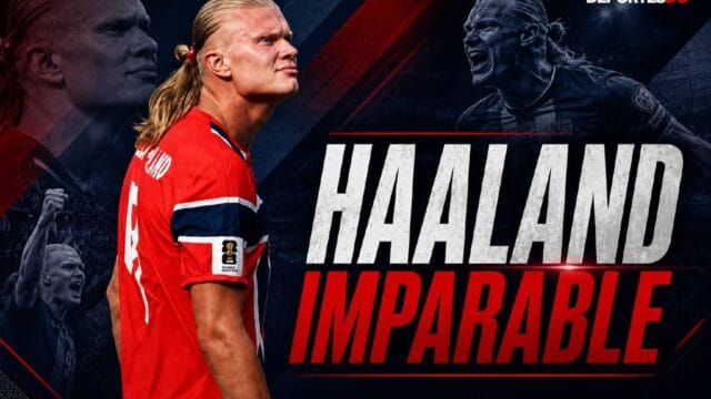 Erling Haaland durante el partido Haaland vs Inglaterra con la selección de Noruega