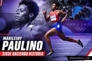 Marileidy Paulino celebra su victoria en los 400 metros en Mónaco