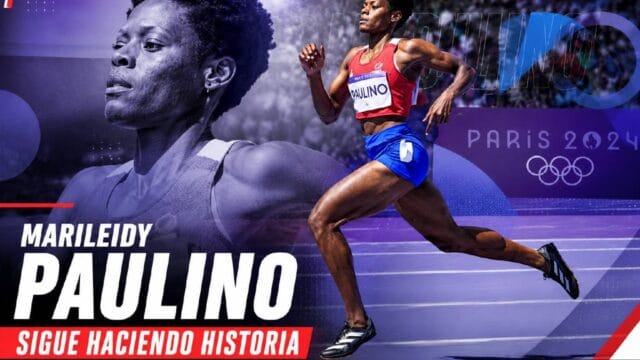 Marileidy Paulino celebra su victoria en los 400 metros en Mónaco