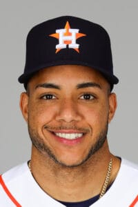 Jeremy Pena con el uniforme de los Houston Astros